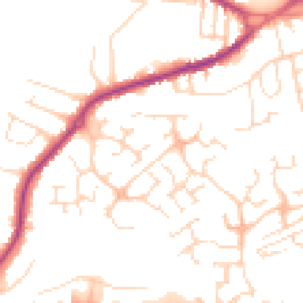 Daytime road noise heatmap for NG17 1JZ