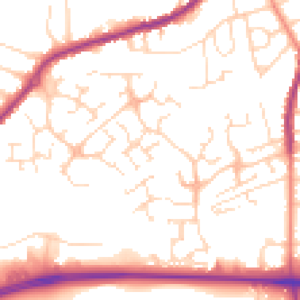 Daytime road noise heatmap for NG17 1LT