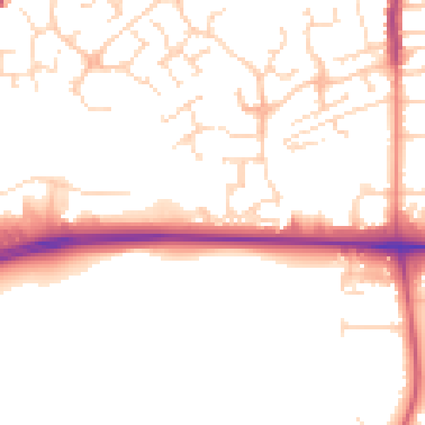 Daytime road noise heatmap for NG17 1NY