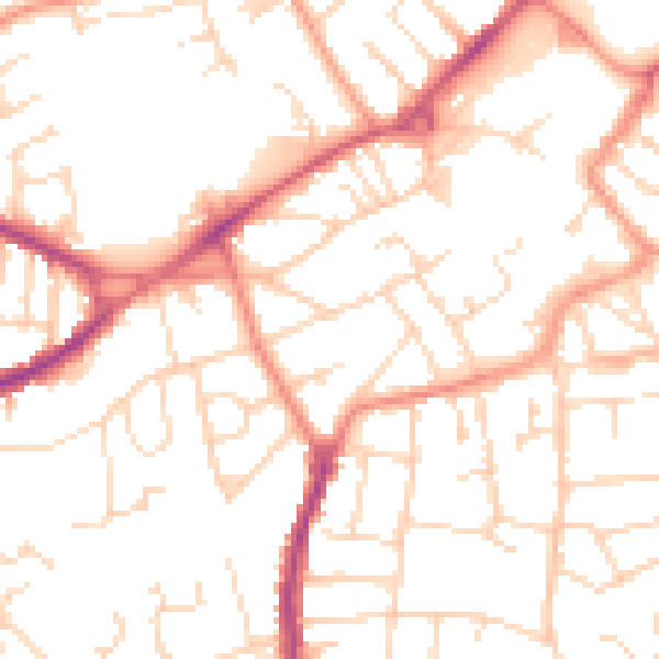 Daytime road noise heatmap for NG17 1NZ