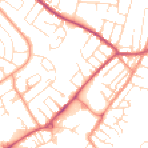 Daytime road noise heatmap for NG17 2AP