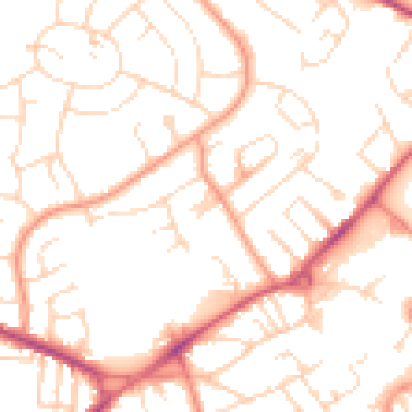 Daytime road noise heatmap for NG17 2AT