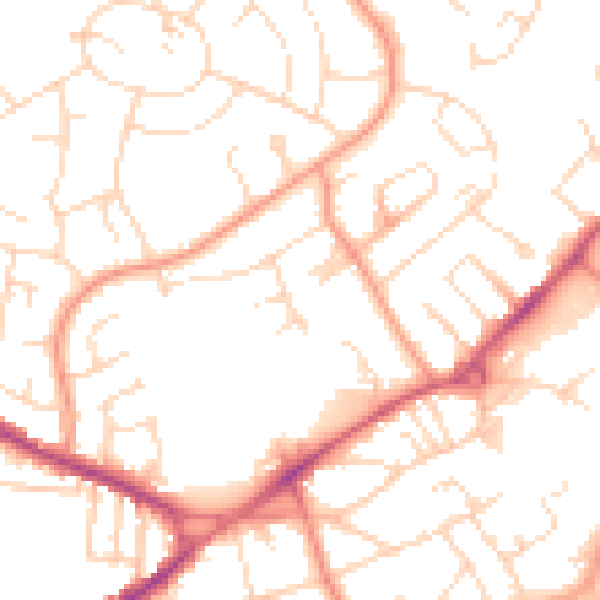 Daytime road noise heatmap for NG17 2DE