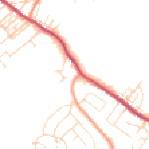 Daytime road noise heatmap for NG17 2EJ