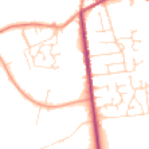 Daytime road noise heatmap for NG17 2JQ