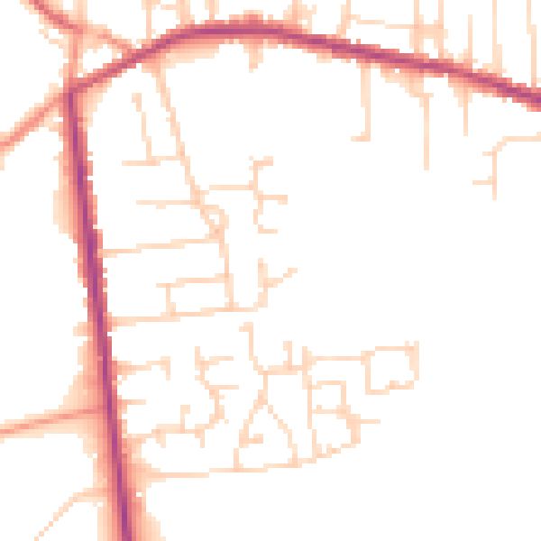 Daytime road noise heatmap for NG17 2JX