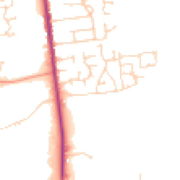Daytime road noise heatmap for NG17 2SJ
