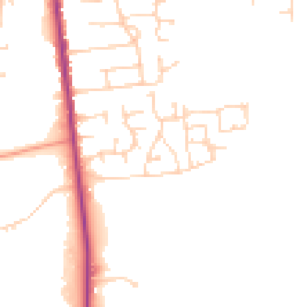 Daytime road noise heatmap for NG17 2SS