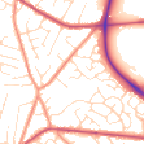 Daytime road noise heatmap for NG17 3AS