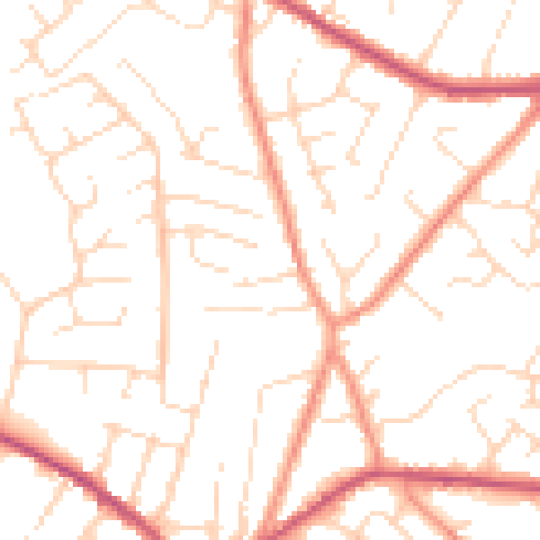 Daytime road noise heatmap for NG17 3BE