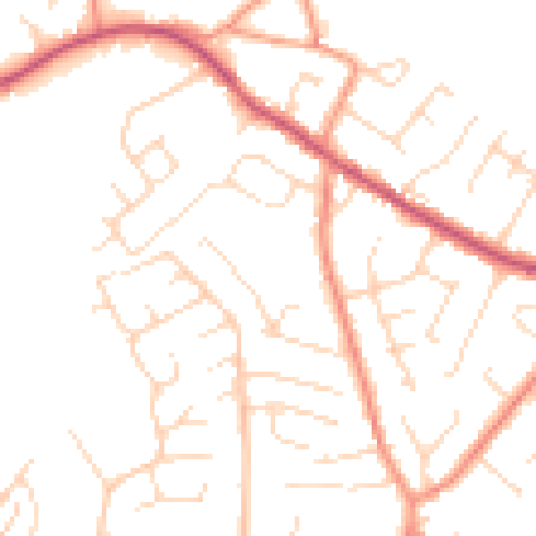 Daytime road noise heatmap for NG17 3BR