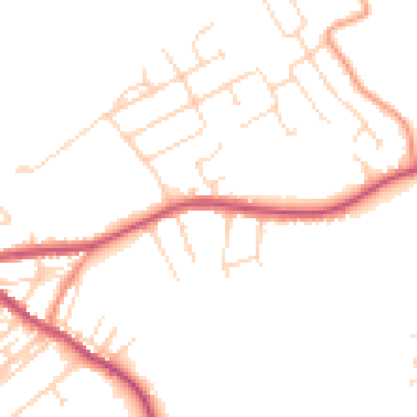 Daytime road noise heatmap for NG17 3EN
