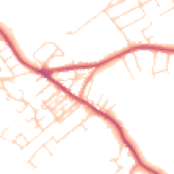 Daytime road noise heatmap for NG17 3GE