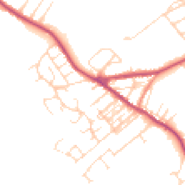 Daytime road noise heatmap for NG17 3GZ