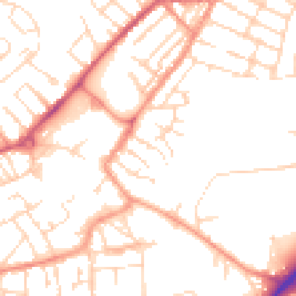 Daytime road noise heatmap for NG17 4AZ