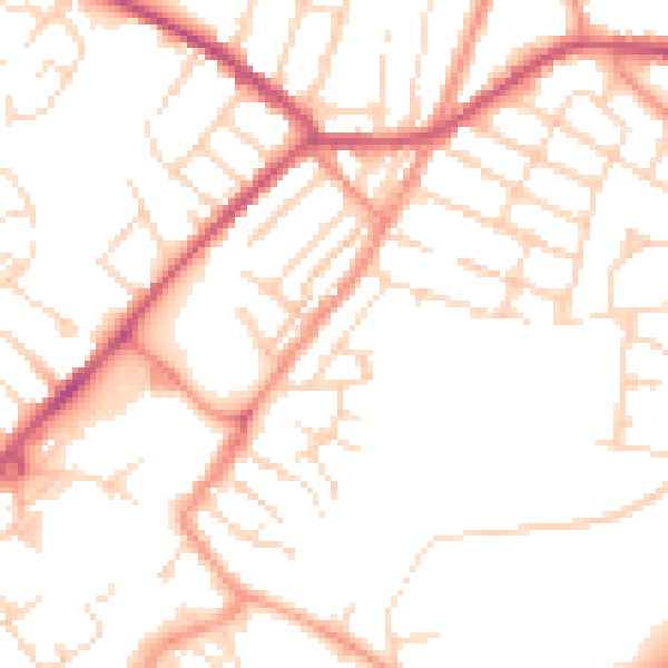 Daytime road noise heatmap for NG17 4BH