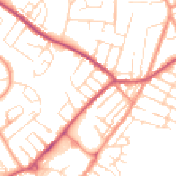 Daytime road noise heatmap for NG17 4BU