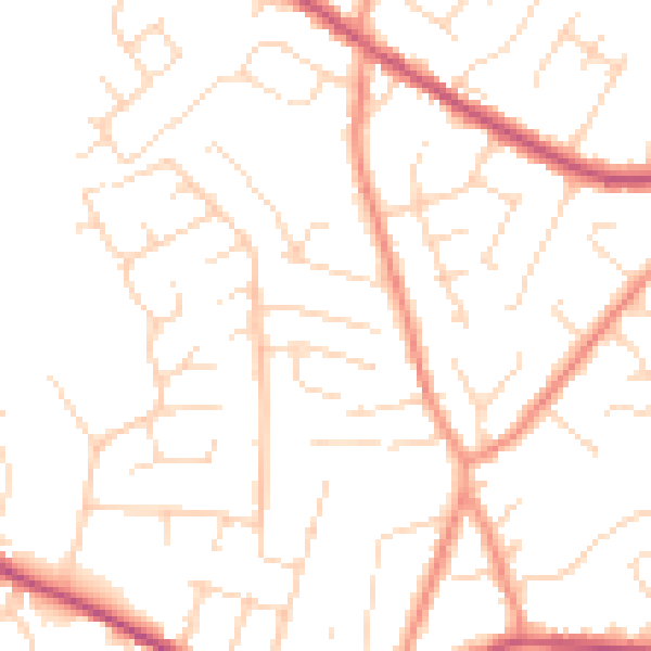 Daytime road noise heatmap for NG17 4DL