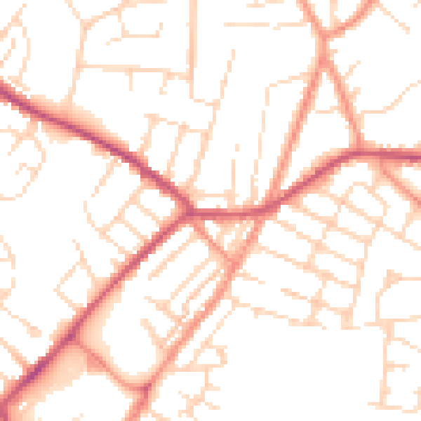 Daytime road noise heatmap for NG17 4EL