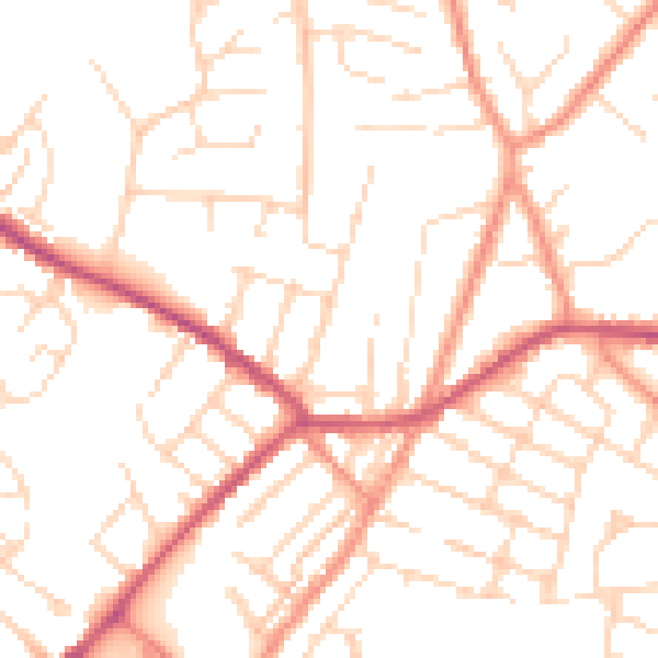 Daytime road noise heatmap for NG17 4EQ