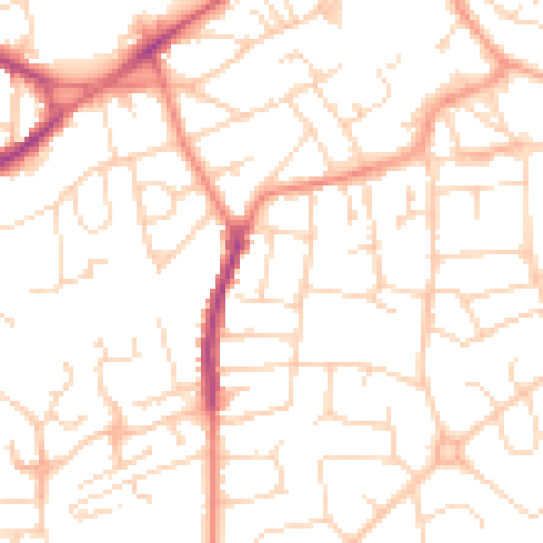Daytime road noise heatmap for NG17 5AH