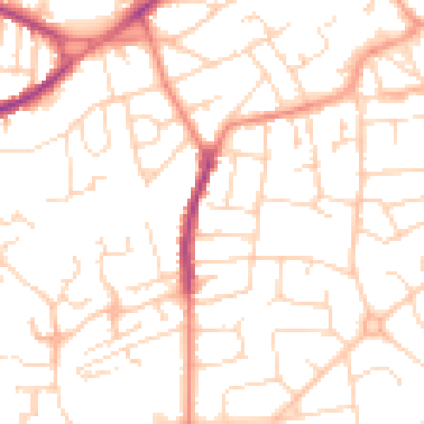 Daytime road noise heatmap for NG17 5AJ