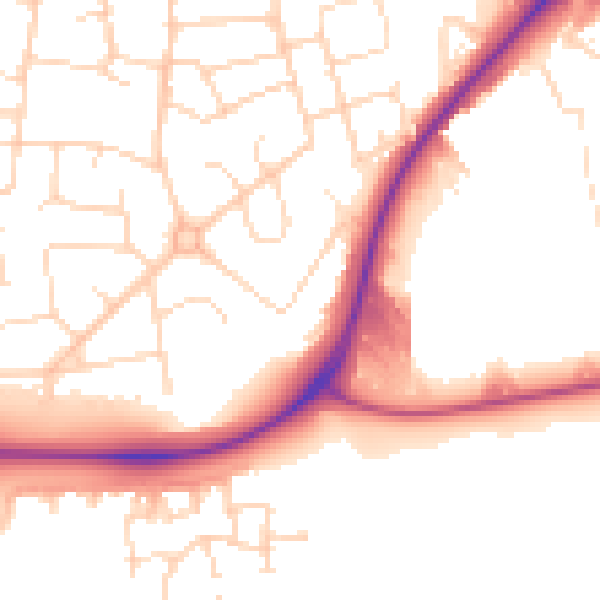 Daytime road noise heatmap for NG17 5EH