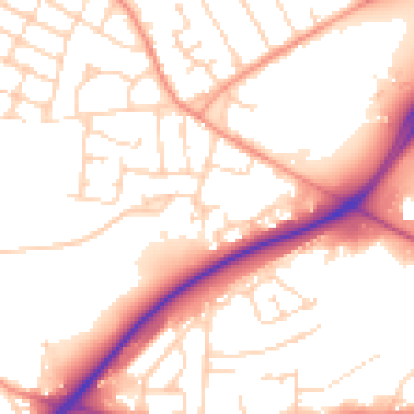 Daytime road noise heatmap for NG17 5GP