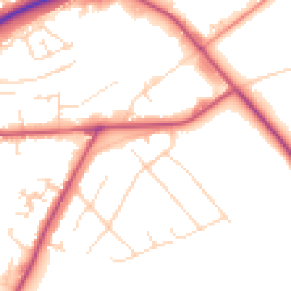 Daytime road noise heatmap for NG17 5JN