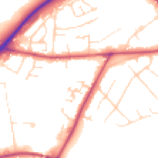 Daytime road noise heatmap for NG17 5LL