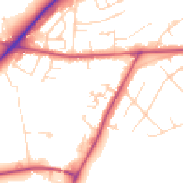 Daytime road noise heatmap for NG17 5LY