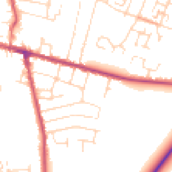 Daytime road noise heatmap for NG17 7EA