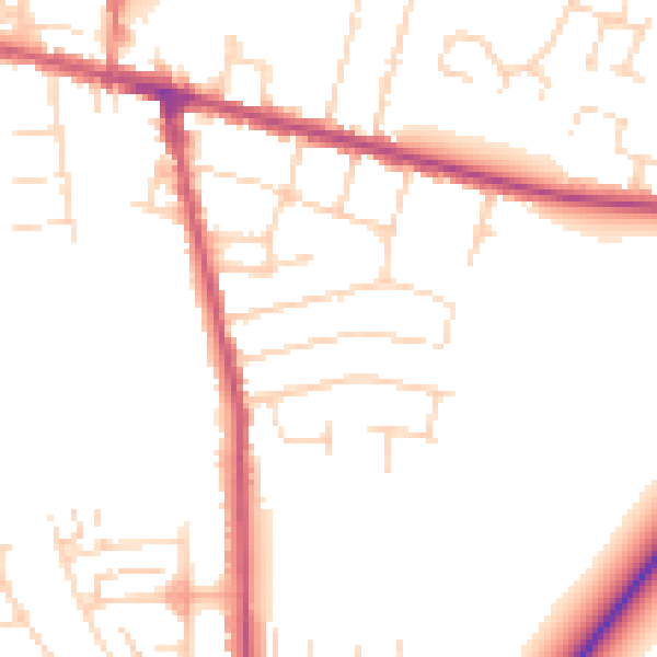 Daytime road noise heatmap for NG17 7EJ