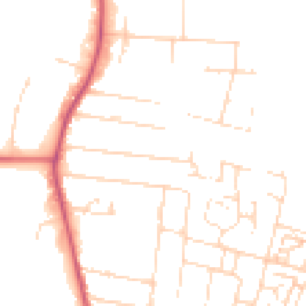 Daytime road noise heatmap for NG17 7JQ