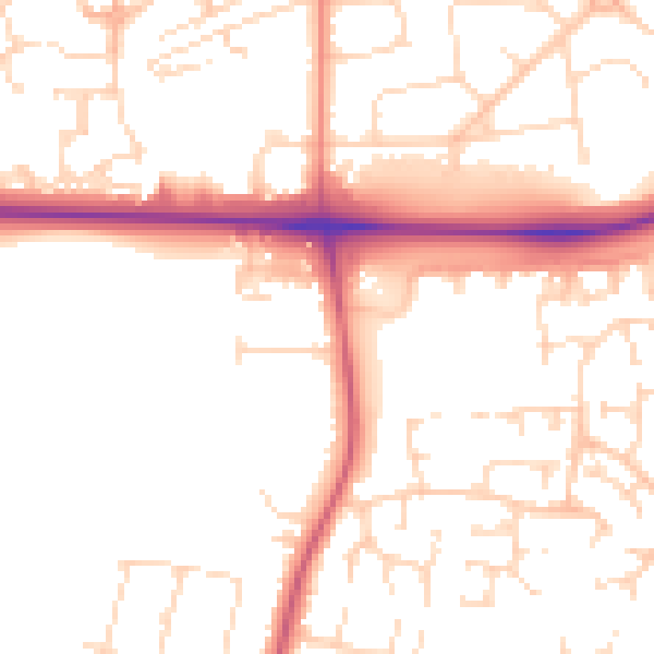 Daytime road noise heatmap for NG17 8HR