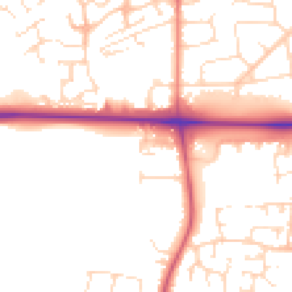 Daytime road noise heatmap for NG17 8HS