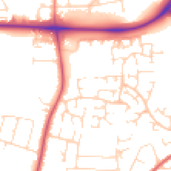 Daytime road noise heatmap for NG17 8NH