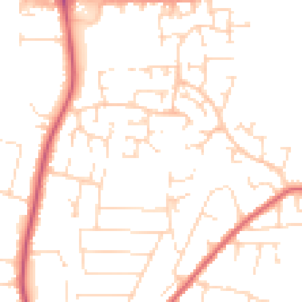 Daytime road noise heatmap for NG17 8NS