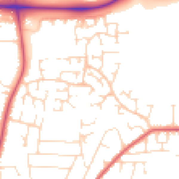 Daytime road noise heatmap for NG17 8NX