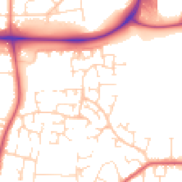 Daytime road noise heatmap for NG17 8PD