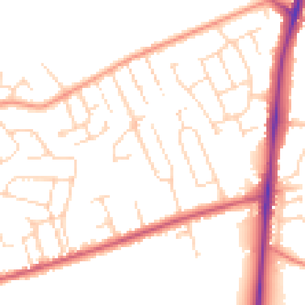 Daytime road noise heatmap for NG17 9BN