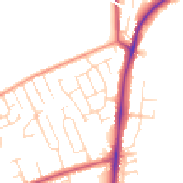 Daytime road noise heatmap for NG17 9DF