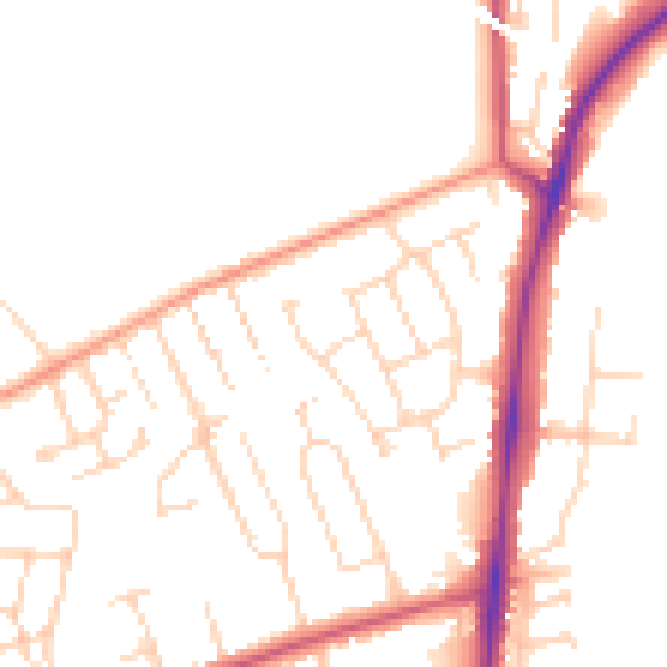 Daytime road noise heatmap for NG17 9DL