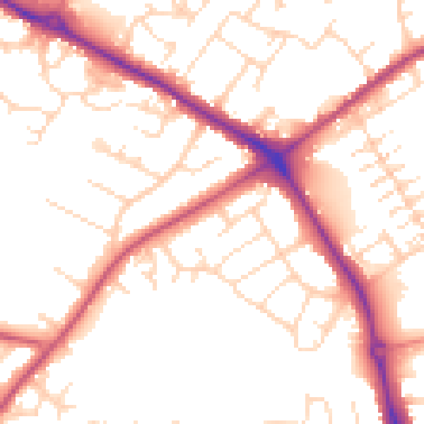 Daytime road noise heatmap for NG19 0AA