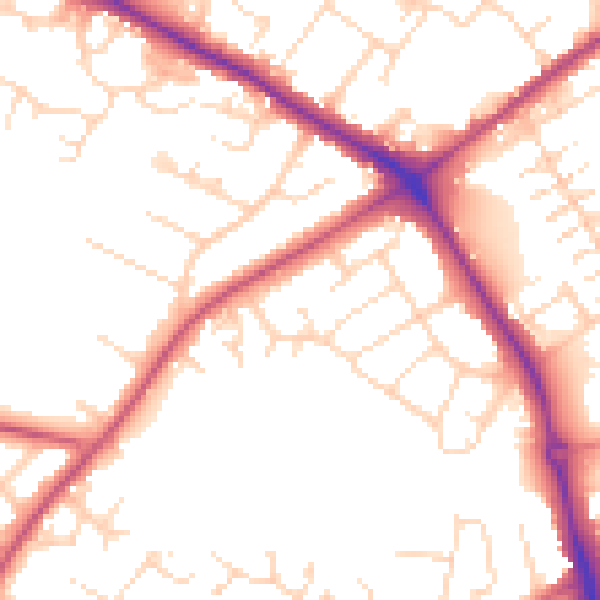 Daytime road noise heatmap for NG19 0AF