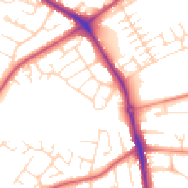 Daytime road noise heatmap for NG19 0AG