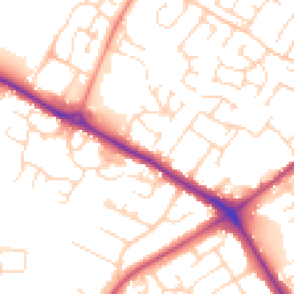 Daytime road noise heatmap for NG19 0AH
