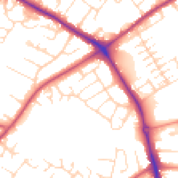 Daytime road noise heatmap for NG19 0AL