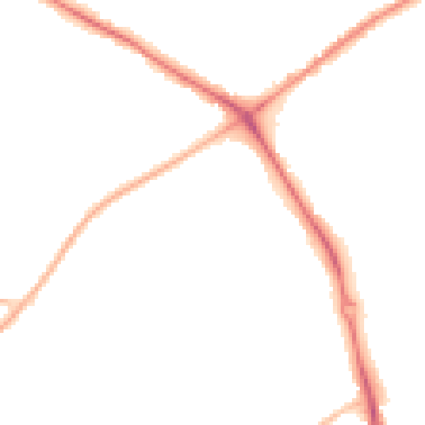 Night-time road noise heatmap for NG19 0AL
