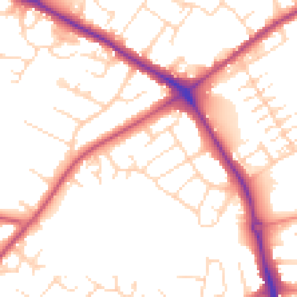 Daytime road noise heatmap for NG19 0AN